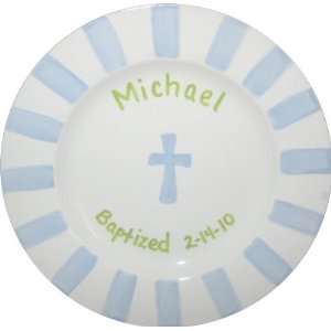  personalized boy baptism plate Toys & Games