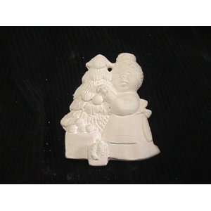Ceramic bisque African American unpainted Christmas ornament mrs claus
