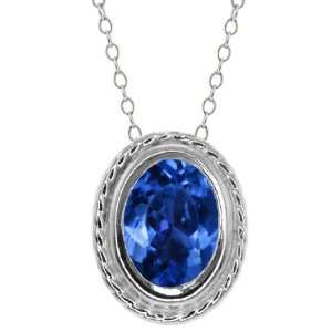   95 Ct Oval Shape Blue Mystic Topaz Sterling Silver Pendant Jewelry