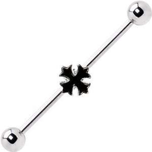  Surgical Steel Black Gothic Cross Industrial Barbell 