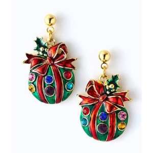  Festive Dangle Christmas Ornament Earrings with Enamel and 