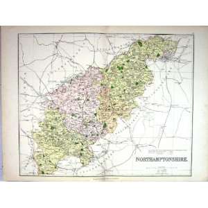  Philip Antique Map England 1885 Northamptonshire 