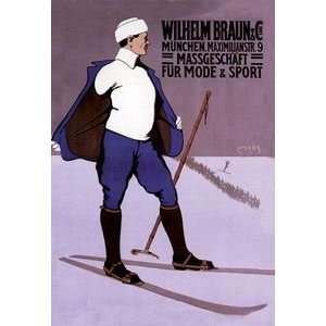 Reflective Skier in Turtleneck   12x18 Framed Print in Black Frame 