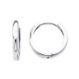 14k White Gold 2mm Thickness Small Huggies Earrings for Kids & Teens 