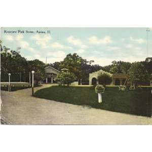  1909 Vintage Postcard   Riverview Park Scene   Aurora 