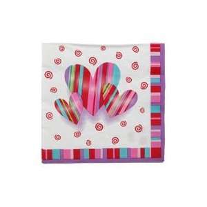  SALE Valentine Hearts & Stripes Luncheon Napkins SALE 