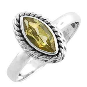   Gorgeous Citrine Sterling Silver Vintage Design Ring Size 7.5 Jewelry