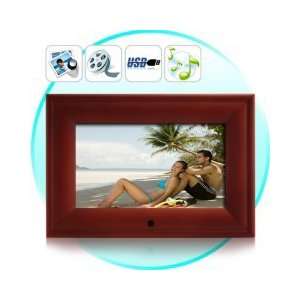   Digital Photo Frame and Media Player, Wooden, 7 Inch