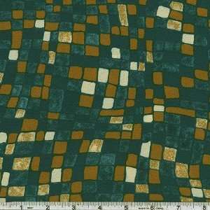  58 Wide Koshibo Crepe Tiles Turquoise Fabric By The Yard 