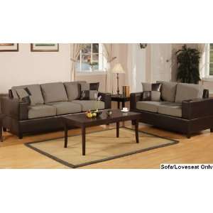  2 Pieces Sofa Set in Pebble Finish by Poundex