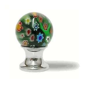  Handmade Round Glass Cabinet Knob, Millefiori Art, Forest 