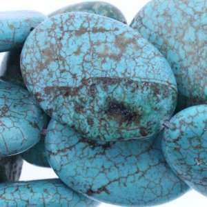 Dyed Blue Turquoise Magnesite  Oval Puffy   35mm Height, 25mm Width 