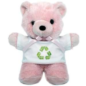  Teddy Bear Pink Recycle Symbol in Leaves 