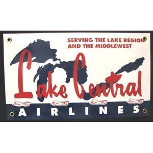  Lake Central Airlines Porcelain Enameled Aviation Sign 