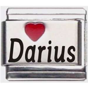  Darius Red Heart Laser Name Italian Charm Link Jewelry