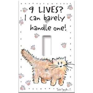    Switch Plate Cover Art 9 Lives Cat Themed Single