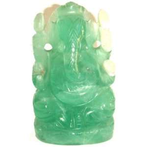  Fluorite Ganesh 01 Aqua Green Clear Crystal Elephant Hindu 