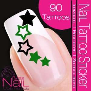  Nail Art Tattoo Sticker Star / Stars   green Beauty