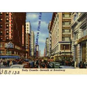 Reprint Los Angeles CA   Daily Crowds Seventh at Broadway. 3BH133 1940 