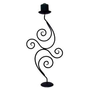  Black Solid Wrought Iron Decorative Candle Holder Stand 