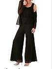 womens Mother of Bride Groom evening dress black 3PC pantset suit 