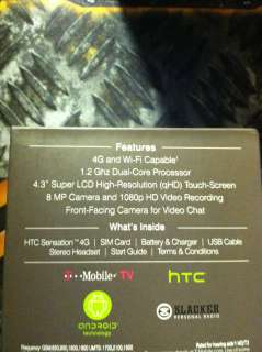 New in Box HTC Sensation 4G Black No Contract T Mobile 610214626400 