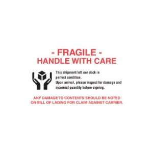  SHPDL3191   Fragile   Handle With Care Labels, 4 x 6 