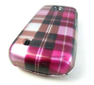 PINK PLAID CHECK HARD SHELL SNAP ON CASE COVER LG COSMOS TOUCH PHONE 