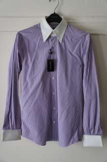   FORD Purple Shirt Pinned Collar White French Cuffs Runway Shirt  