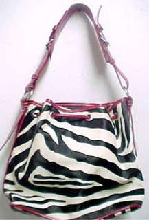 Black / White Zebra Print Drawstring Purse Handbag Color BLACK  