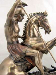 Large Bronze St Saint George Statue Killing Dragon  