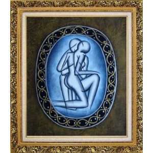  Modern Romantic Lovers Oil Painting, with Ornate Antique Dark 
