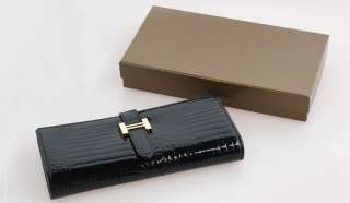 New elegant fashion Women black Wallet Genuine Leather clutch Purse 