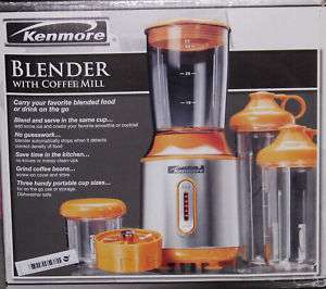 KENMORE BLENDER WITH COFFEE MILL~3 HANDY PORTABLE CUP  