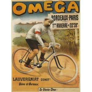 Bike Cycles Omega Bordeaux Paris French France 22 X 30 Size Vintage 