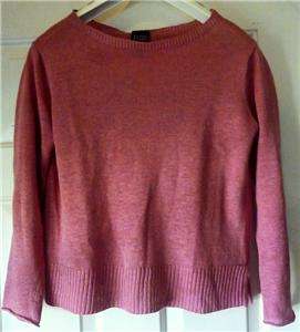   rose pink 100% linen crew neck slouchy sweater petite small light