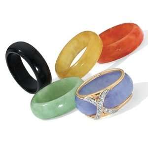    6 Pc. Interchangeable Jade Tutone 14k Gold Ring Set Jewelry