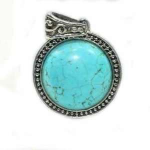  SILVER PLATED NATURAL TURQUOISE  PENDANT  #19 Everything 