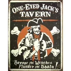  One Eyed Jacks Tavern Distressed Retro Vintage Tin Sign 