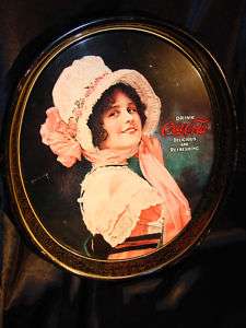   COLA TIN SERVING TRAY 1914 BETTY GIRL COKE SODA DRINK SERVING TRAYS 1