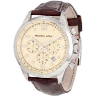 Michael Kors Mens MK8115 Brown Leather Chronograph Watch   designer 