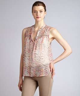 Alcee coral diamond print silk chiffon Fae sleeveless blouse