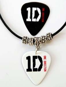 One Direction Guitar Pick Black Leather Necklace + Pick  