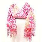 Peace Sign Summer Light Scarf Shawl Wrap Tricolor Pink
