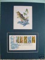 Large Mouth Bass Print 1st Day Cover 5 FISH Stamps  