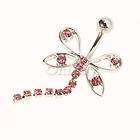 Belly Button Naval Ring CZ Surgical Steel Dragonfly  