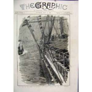    Queen Visit Liverpool 1886 Crowds Cheering Ship Sea