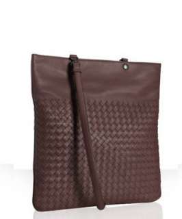 Bottega Veneta brown woven leather crossbody messenger bag   