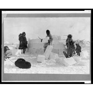   an Eskimo igloo,Children,Dogs,c1924,Snow block