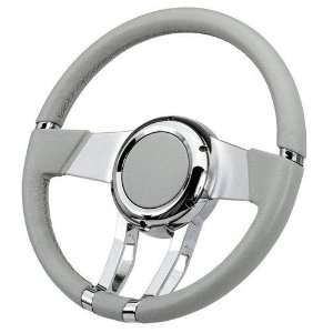   FR20150LG Steering Wheel WaterFall 14in Light Grey Leather Automotive